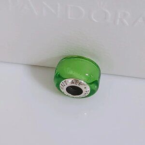 Pandora Green Mini Murano Glass Charm Bead Pendant S925 ALE